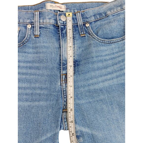 Madewell Cali Demi Boot Jeans Blue Denim Frayed Hem Mid Rise Womens 30P - Picture 6 of 7